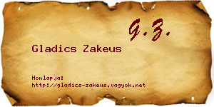 Gladics Zakeus névjegykártya
